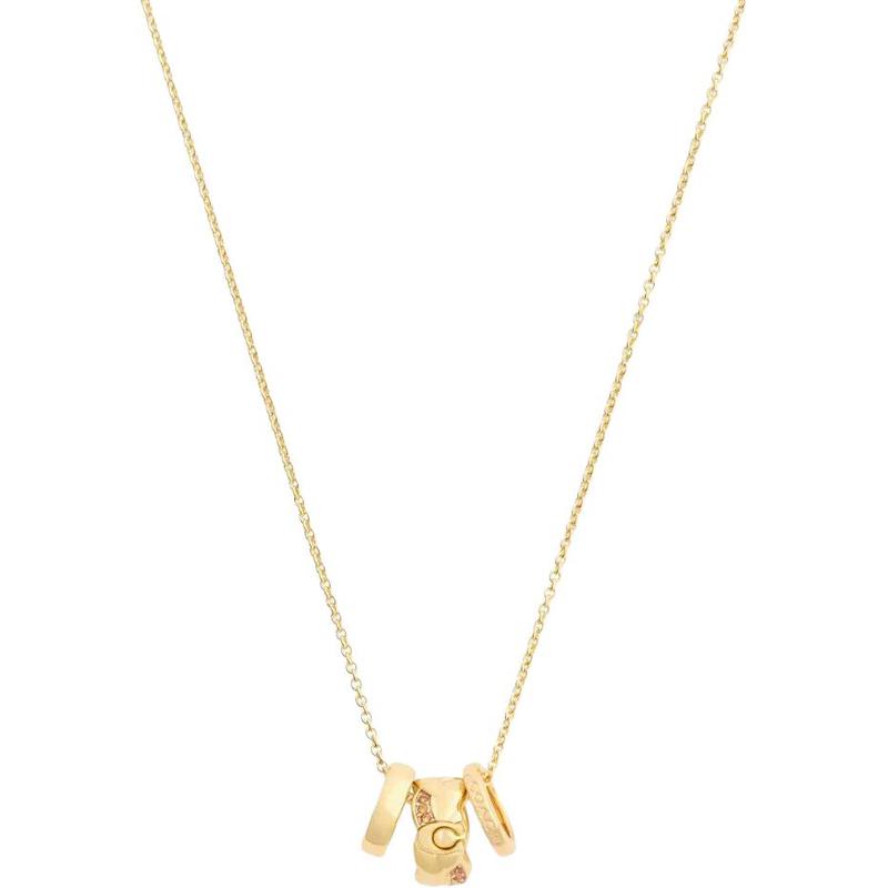 Coach Brand Logo Necklace Women's Gold