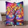 3D Abstract Tree Of Life Flannel Blanket Fluffy Children Sofa Plush Bedspread Throw Lunch Blanket for Sofa Bed Nap Cover Kids