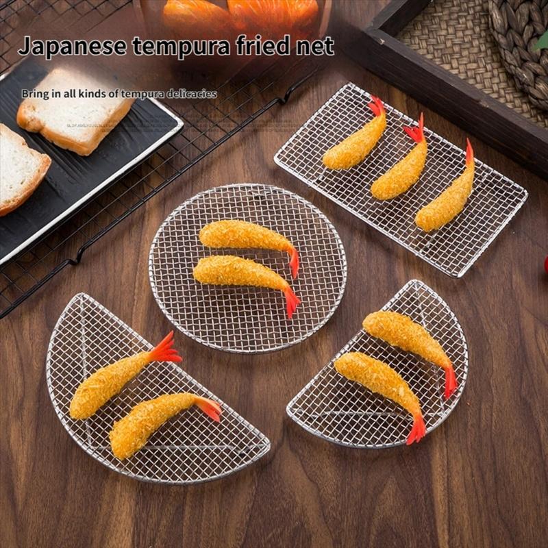 Multipurpose Tempura Frying Net Heat Resistant Stainless Steel Construction Easy To Clean Cooling Rack