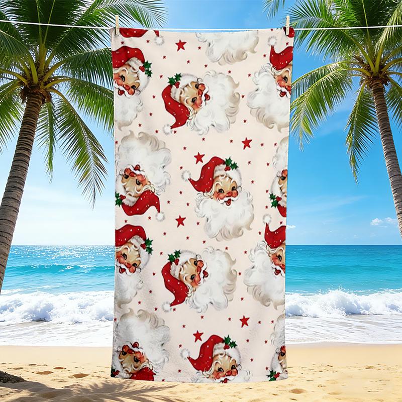 1Pc Christmas Santa Claus Beach Towel Quick Dry Multiuse For Beach Pool Gym Yoga Home Travel Christmas Halloween Xmas Gift S127