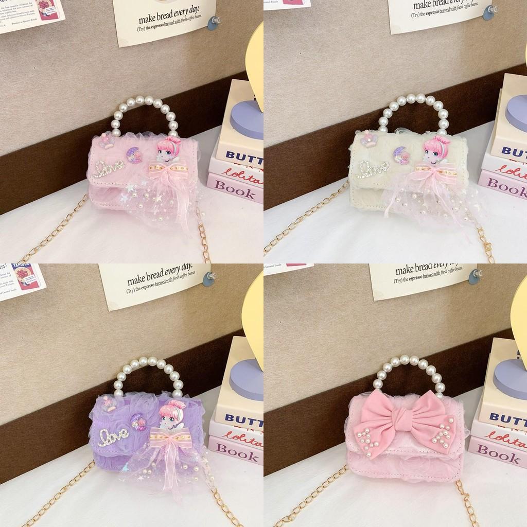 Charming Mini Butterfly Knot Chain Shoulder Bag For Kids With Pearl Handle