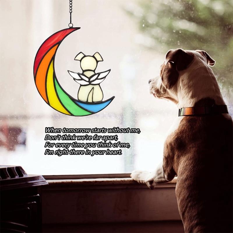 Heartwarming Dog Loss Sympathy Gift Unique Stained Glass Window Hanging Sun Catchers Pet Remembrances for Devote Dogs