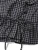 Eogeulliswedou Button Check Frill Blouse (Charcoal)