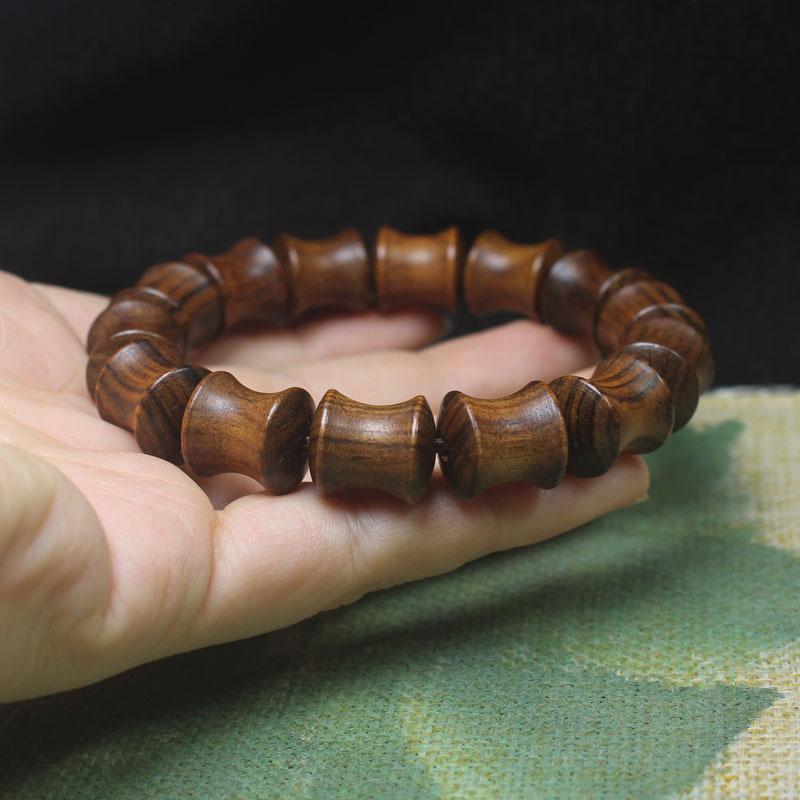 Black Rosewood Bamboo Joint Bracelet, Rising Step by Step Prayer Beads