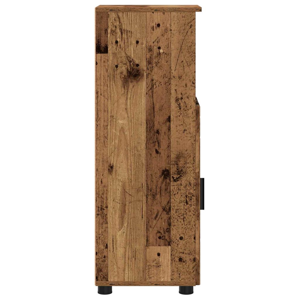 Bathroom Cabinet with Storage and Door Rustic Wood Finish 30 X 35 X 95 Cm