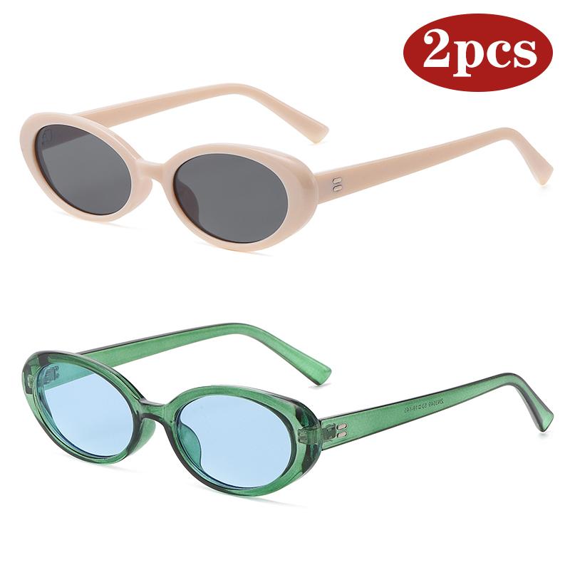 1/2pcs Women Retro Oval Sunglasses Black Small Frame Fashion UV400 Sun Glasses Female Lady Trendy Goggle