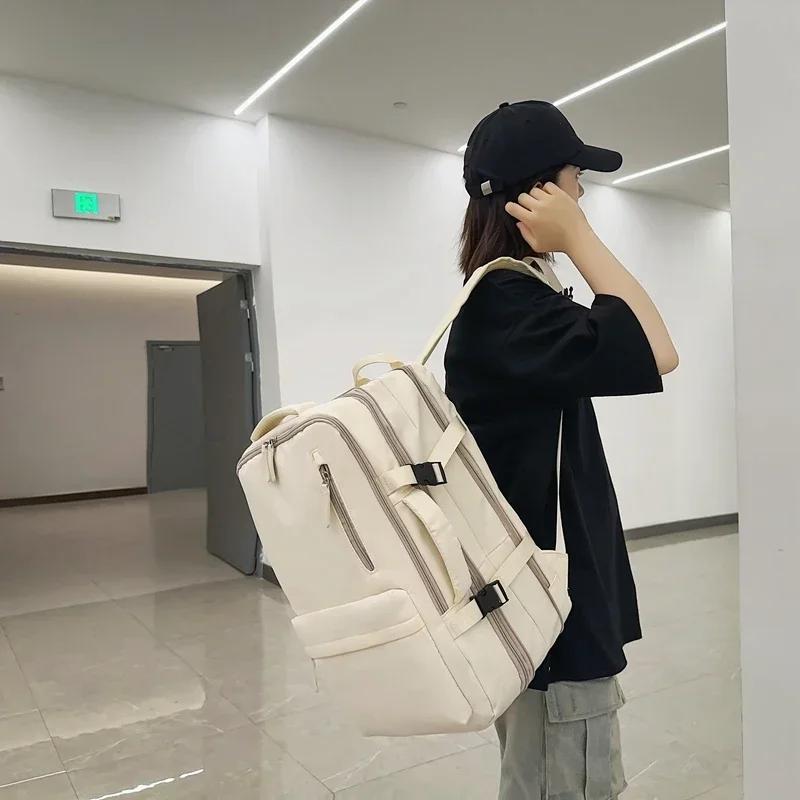 Solid Expand The Capacity Of The Backpack 2024 High Quality Couple Of School Bag Lady Business Travel Computer Backpack