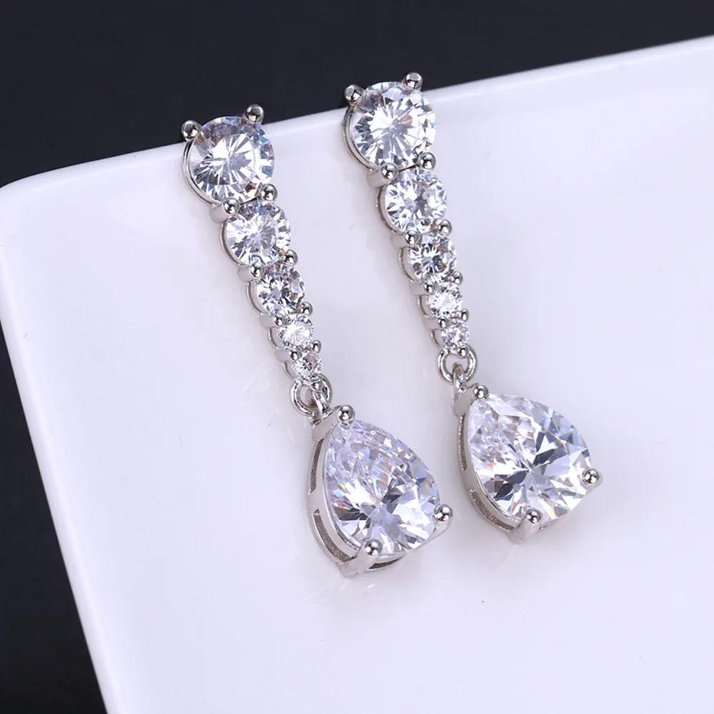 New Crystal Pendant Earrings with Zirconia Gorgeous Girls' Wedding Party Fashion Jewelry Light Luxury Personalized