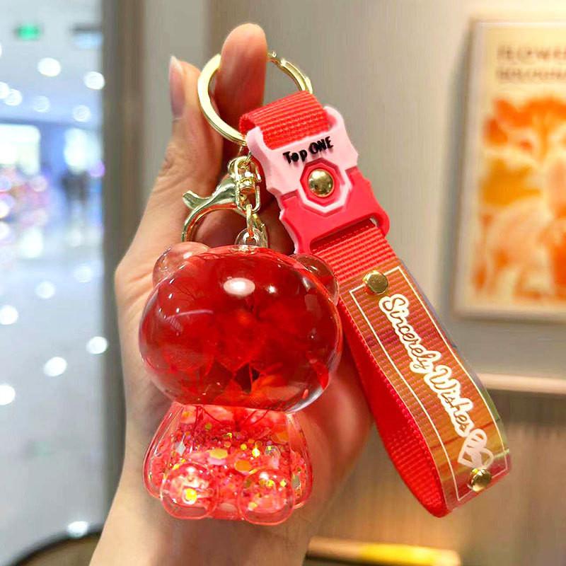 Cute Sakura Acrylic Bear Keychain Brighten Up Your Bag Or Keys Car