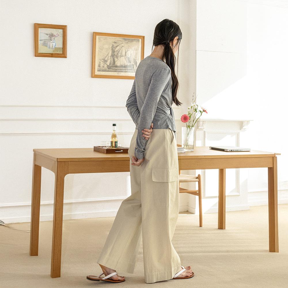 Laengsseon Ls_Wide Cargo Cotton Pants_Beige