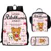 Strawberry Bear School Bag High Definition Printing Multi-Function Oxford Lightweight Backpack