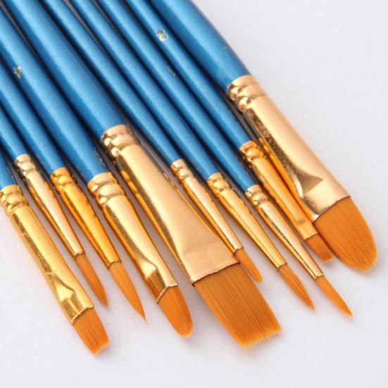 10Pcs Watercolor Gouache Painting Brushes Soft Nylon Hair Pens Art Supplies