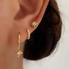 3PCS Stainless Steel Star Drop Earring Set for Women Elegant Crystal Zirconia Earrings Nice Design Party Jewelry Gifts