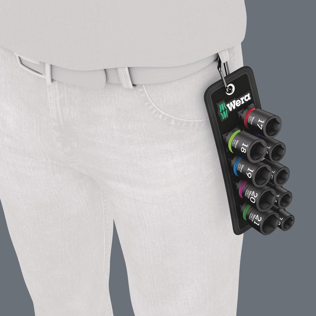 WERA Drive Hex Impact Socket Set with 004580 9-Piece 1/2" Holder,