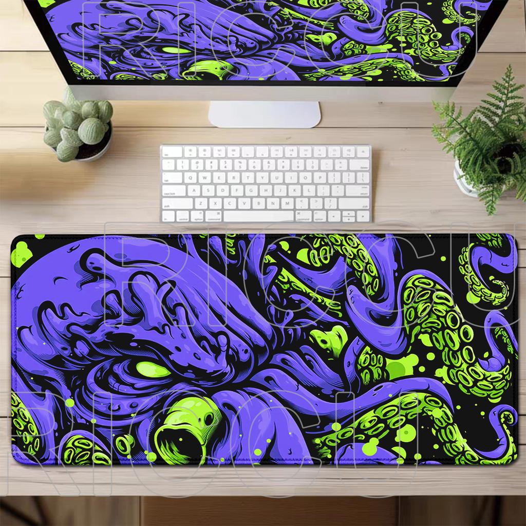 Oktopus Meeresungeheuer Punk Mauspad Groß Gamer Tastatur Schreibtischmatte Computer Gaming Matte XXL Erweitert 30x60cm Büro PC Zubehör