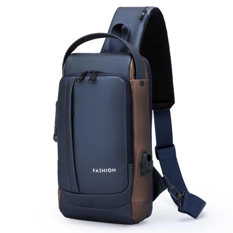 

Men s Bag Password Lock Anti-theft USB Shoulder Bag Man Crossbody Bag Travel Backpack Sling Chest Bags Pack Messenger Pack