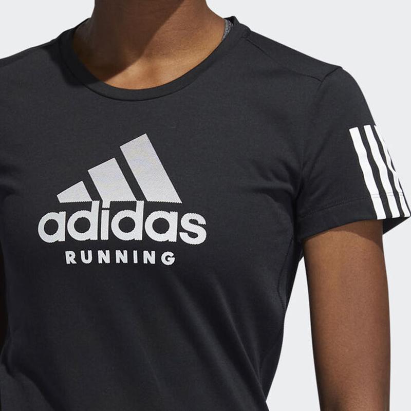 Adidas Run It Tee BoS Logo Print Sports Crew Neck Comfortable Casual American Vintage Short Sleeve T-Shirt Women Tops Black ED5864