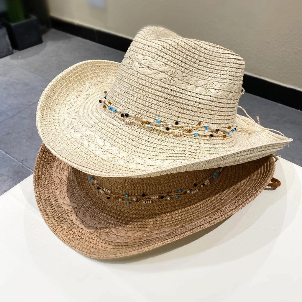 Tibetaanse Etnische Stijl Zomerhoed Casual Veelzijdig Zonbescherming Gras Hoed met Winddicht Touw Jazz Stijl Toeristische Vakantie Pet