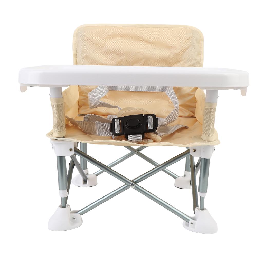 Přenosná židlička s podnosem béžová bezpečná rychlé rozložení skládací přenosná krmící židlička pro venkovní kempování cestování
