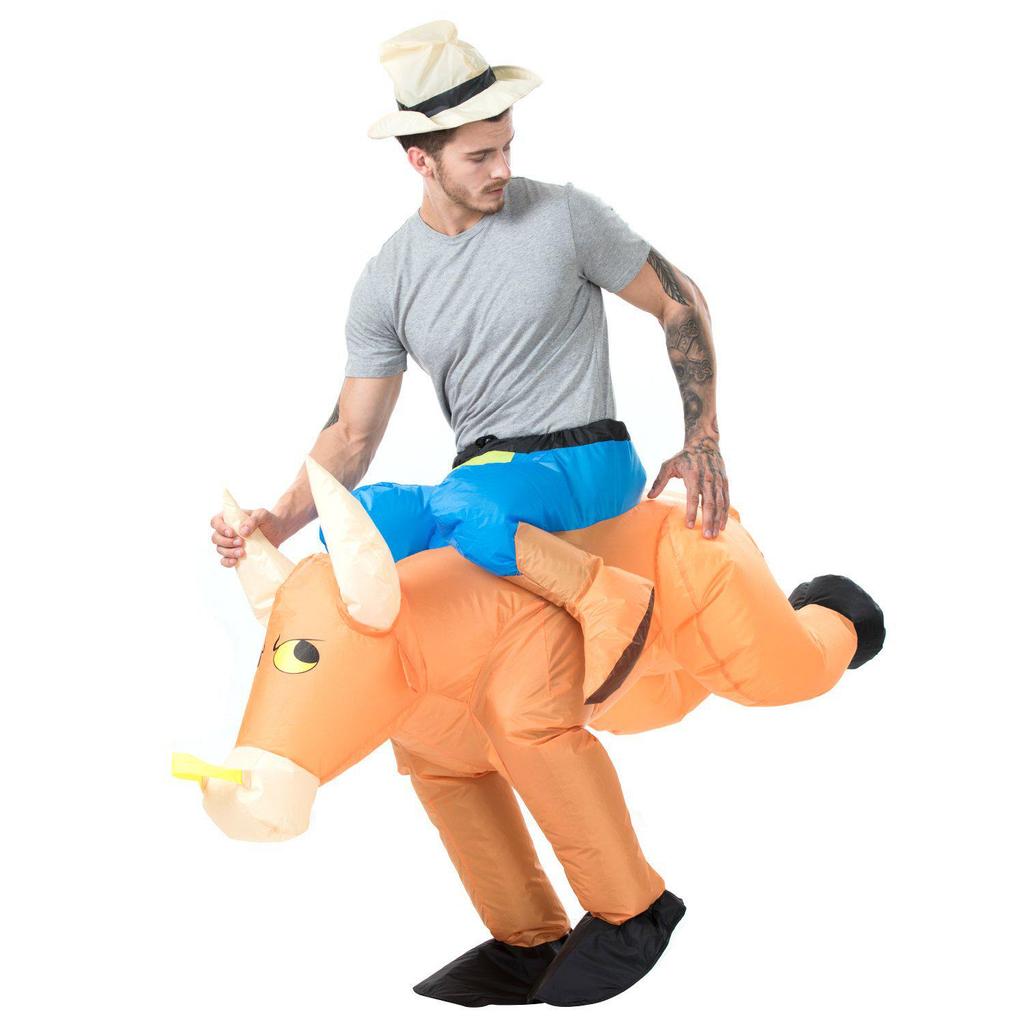 Halloween Inflatable Bull Riding Cowboy Costume for Parent-Child Cosplay and Festival Performance