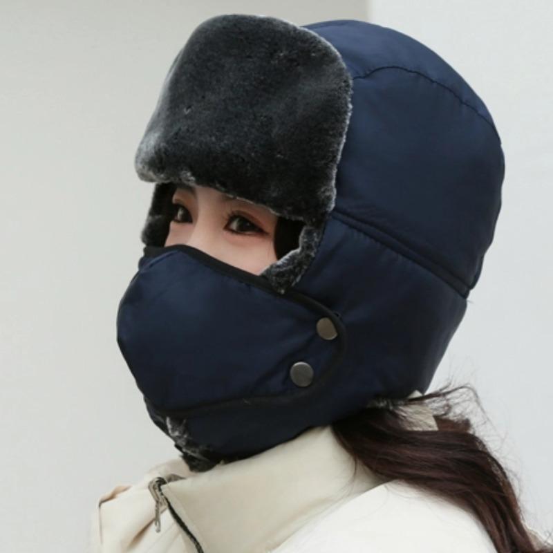 Winter Large Men's Outdoor Cycling Thermal Hat, Windshield and Cold Hat, Thickened and Enlarged Ear Protection Cotton Hat