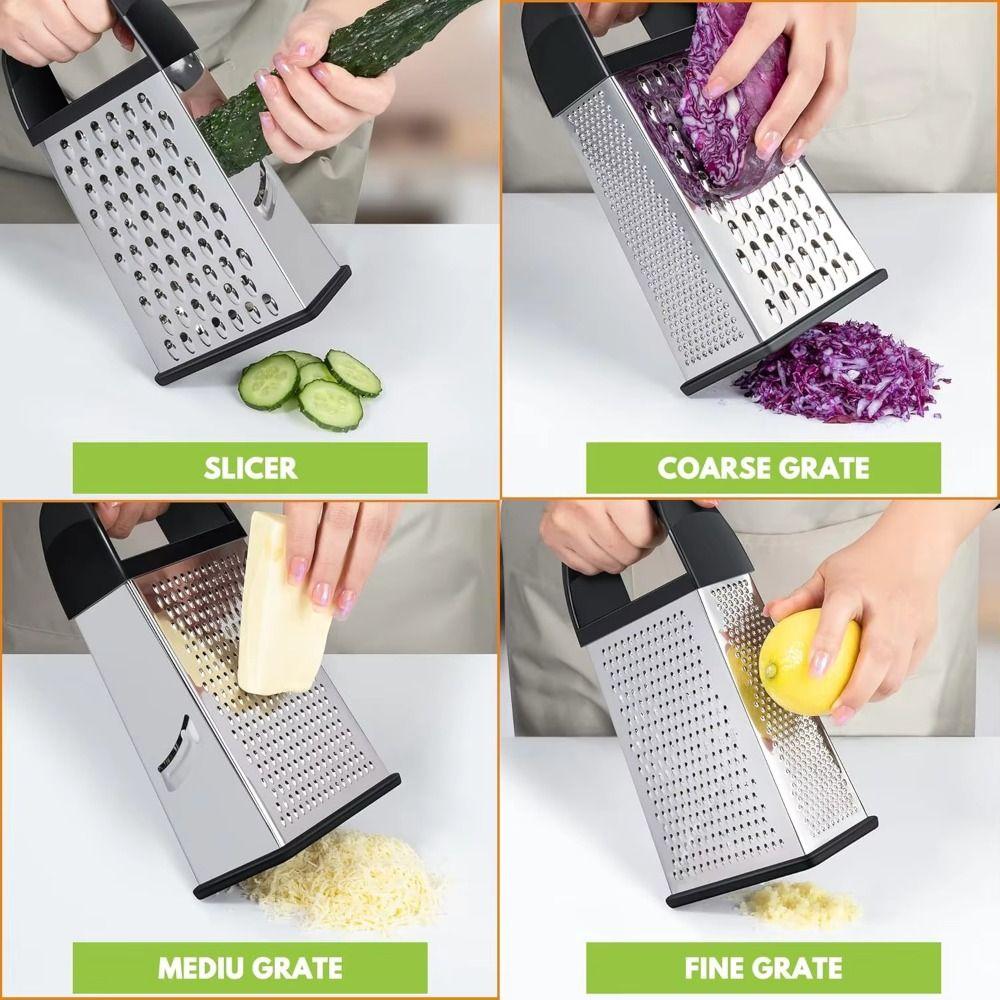 Four Sided Cheese Graters Stainless Steel Vegetable Slicer Ergonomic Food Shredder Cheese