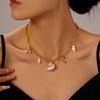 Turquoise Shell Starfish Necklace Titanium Steel Starfish Beach Earrings  Women Daily