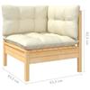 Vidaxl 6-Cz. Garden Lounge Set, Cream Cushions, Pine
