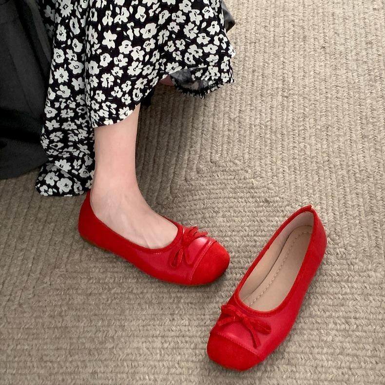 Shallow mouth simple French retro flat bottom Mary Jane shoes women's 2025 new spring and autumn soft sole one pedal Shallow mouth single shoes