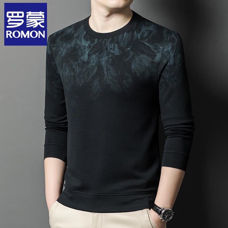Romon Men's Anti-Wrinkle Long Sleeve Round Neck T-Shirt