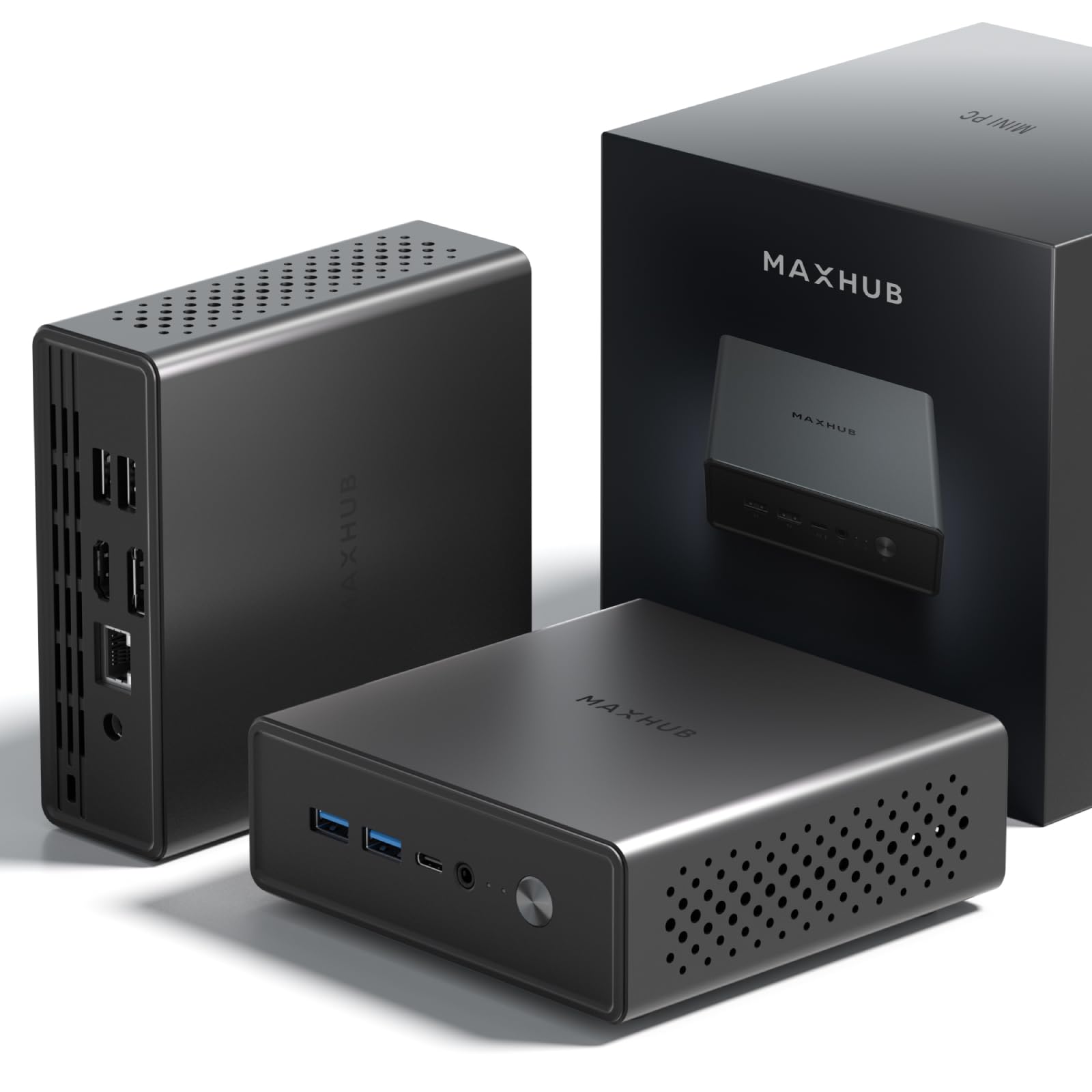 

MAXHUB MI20 Mini Intel Alder Lake Windows 11 16GB 512GB 4 4 2 USB 2 USB WiFi BT Simultaneous Output PC, N100, Pro, DDR4, SSD, Cores, Threads, 3.2, чорний