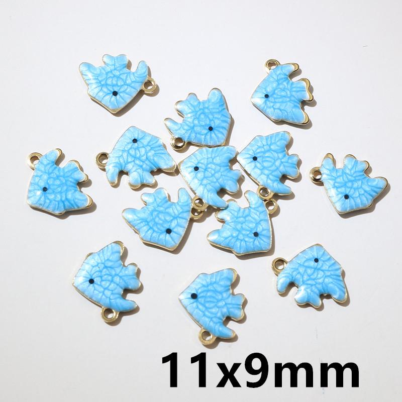 20pcs 11x9mm Stainless Steel Fish Enamel Charms Pendant Stainless Steel DIY Jewelry Making Accessories Findings