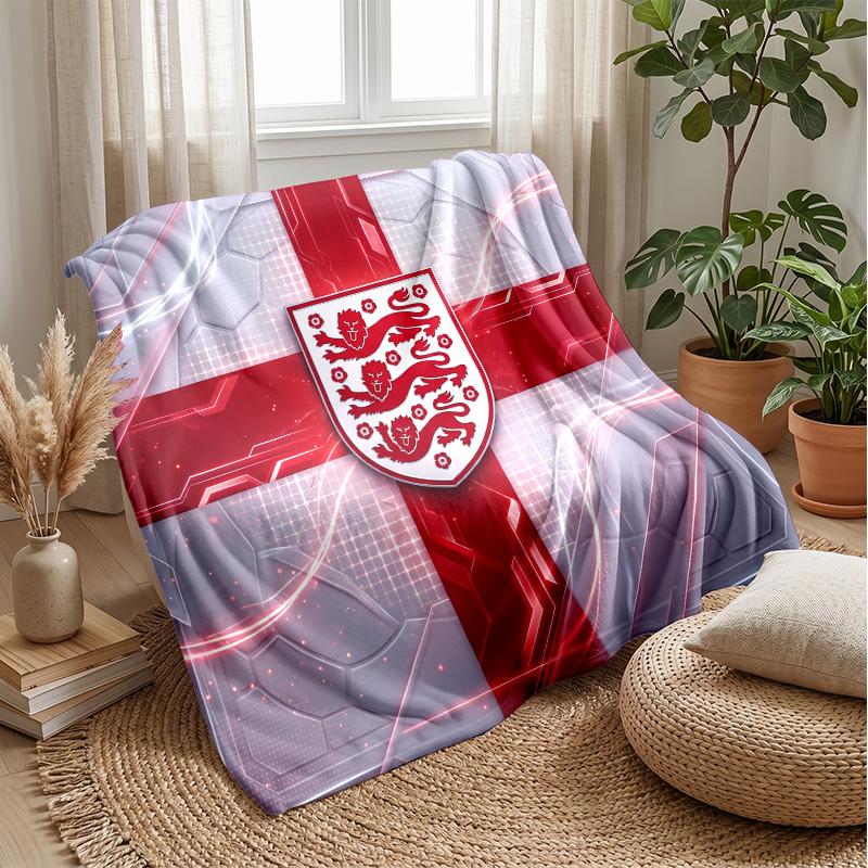 England Football Printed Flannel Blanket Skin Friendly Warm Decorative Throw for Indoor Couch Bed Daily Use