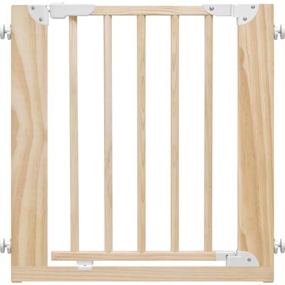 JTC BABY Cancello Naturale in Legno, Bianco, Cancello per Bambini, Larghezza di Installazione 75-85cm, Tipo a Pressione, Chiusura Automatica, Apertura a Porta, Doppia Chiusura