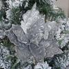 1pcs 28cm Christmas Glitter Artificial Poinsettia Flowers Artificial Xmas Tree Decor for Home Party New Year Ornaments