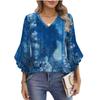 Summer Tops For Women Cute V Neck 3/4 Sleeve Blouses Floral Print Top Casual Shirts