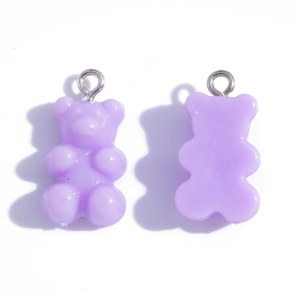 Colorful Transparent Bear Resin Pendant for DIY Jewelry and Keychains