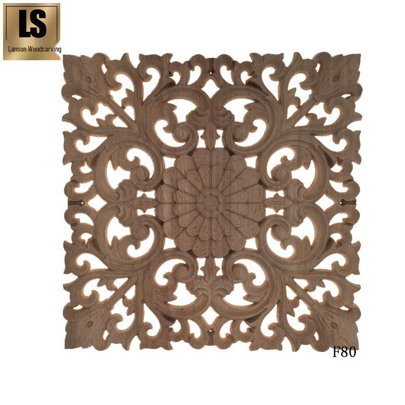Lansen European-Style Solid Wood Carved French Square Wall Stickers - Hollowed-Out Decorative Retro Wedding Decals