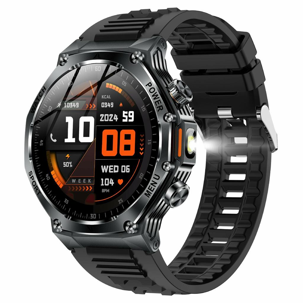 AK82 1,8-Zoll-Bildschirm Smartwatch Bluetooth-kompatibles Anrufen Herzfrequenzmesser Sport-Tracker, Silikonarmband