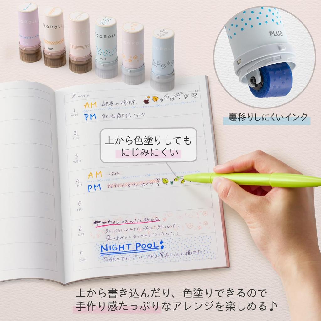 Plus Roller Stamp Deco 11mm Water Pale Set of Roller, Wide, Drop, Blue, 10, IS-611DR, 40-194x10