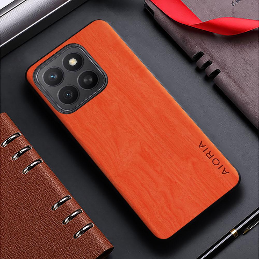 

Чехол для Honor x8c x8b x8 x8a 4G 5G funda с узором из бамбукового дерева Кожаная задняя крышка для чехла Honor x5b plus Honor X8C оранжевый