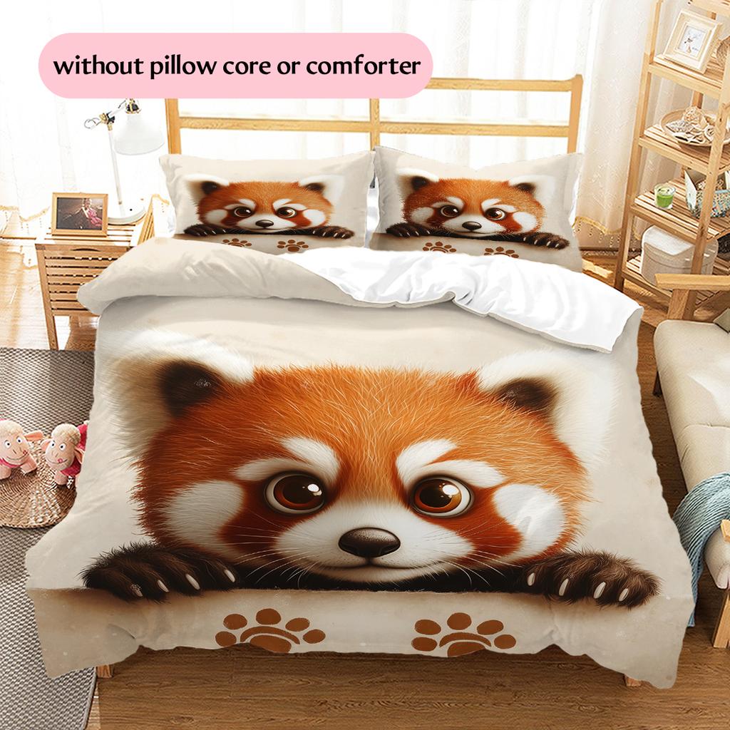 Rood Panda Patroon Beddengoed Huisdecoratie Verjaardagscadeau (1 dekbedovertrek + 2 kussenslopen, zonder binnenkussen)