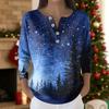 Women's Fashion Long Sleeve Christmas Snowflake Print Top Elegant Casual Top