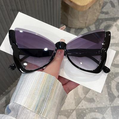 Occhiali da Sole Vintage Farfalla Donna Senza Montatura Occhiali Ala di Libellula Lente Oceano Lente Sfumata Occhiali Occhiali Personali Festa Sup