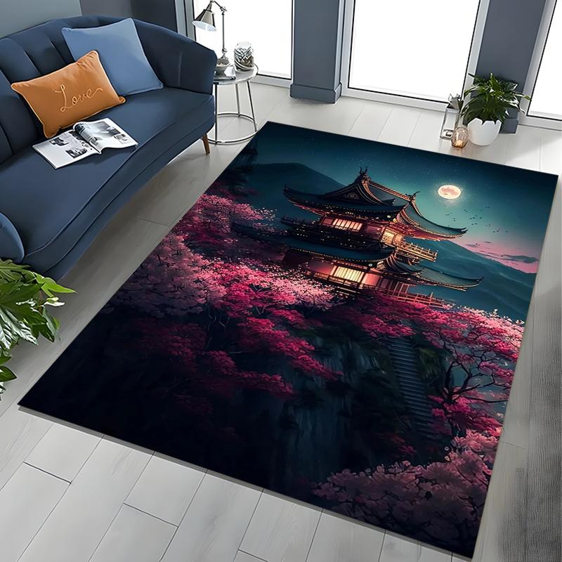 Japanese Cherry Blossom Mount Fuji 3D Large Area Kids Carpet for Home Living Room Child Rugs Bedroom Sofa Doormat Floor Mat Gift