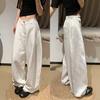 Women Old Money Style Linen Blend Wide Leg Pants White Loose Curved Trousers High Waist Plus Size Pear Shape Friendly Casual Pants