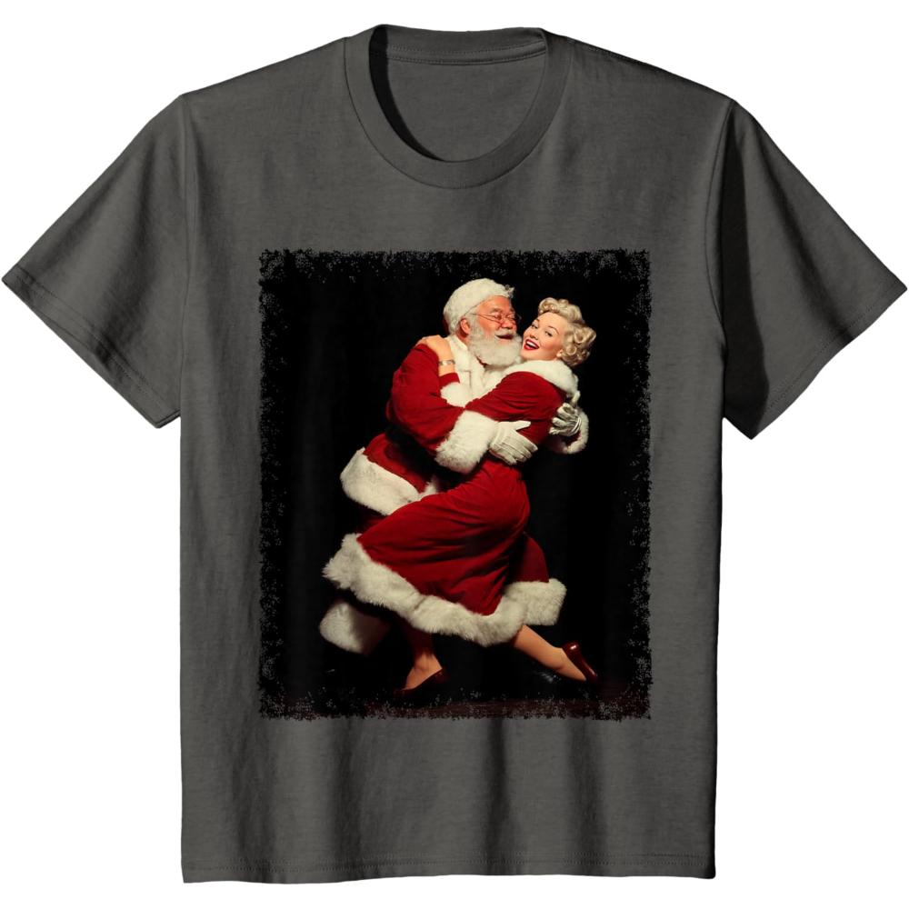 Santa Claus and Wife Dance Christmas TShirt Women Unisex New Year Xmas Graphic T Shirts Vintage Religion Festival Cotton Tops Tee
