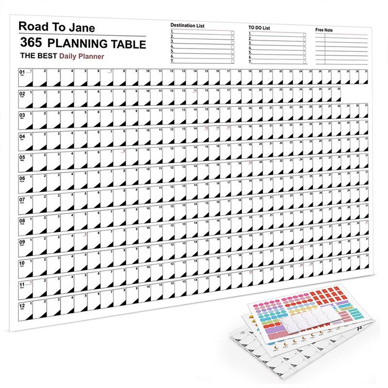 2026 New Yearly Daily Calendar Wall Schedule Planner Sheet Paper 365 Day Plan Annual Hanging Planning Weekly Agenda Pad Month 12