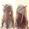 Fashion Lolita Japanese Style Beret Hat Woolen Handmade Winter Berets Hat Sweet Lacebow Bow Beret Winter Season