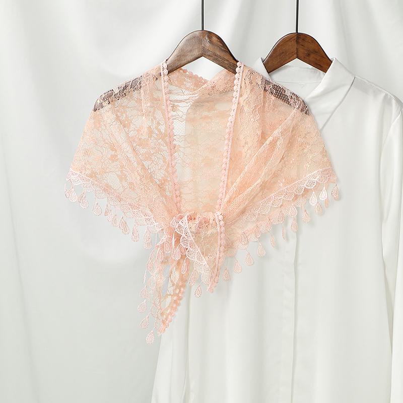 Кружевные Хиджабы Мусульманские Головные Уборы Женские Треугольный Шарф с Кисточками для Церкви Молитвенный Платок Вышитые Цветочные Платки Свадебный Треугольный Платок 130x50 CM